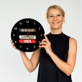 St. Pauli Aufstieg 2024 Wall Clock with Saying We're Back Crest Shine at the Port of Hamburg Pride Reeperbahn and Landungsbrücken Celebrate with