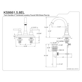Kingston Brass KS8661EL Elinvar Centerset Lavatory Faucet with Pop-Up Drain, Polished Chrome
