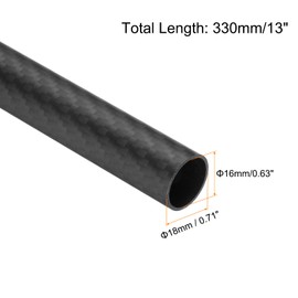 MECCANIXITY 2 Pcs Carbon Fiber Tube 16 x 18 x 330mm Matte Surface Rod 3K Roll Wrapped Pure Carbon Round Tubing for RC Airplane Multicopter