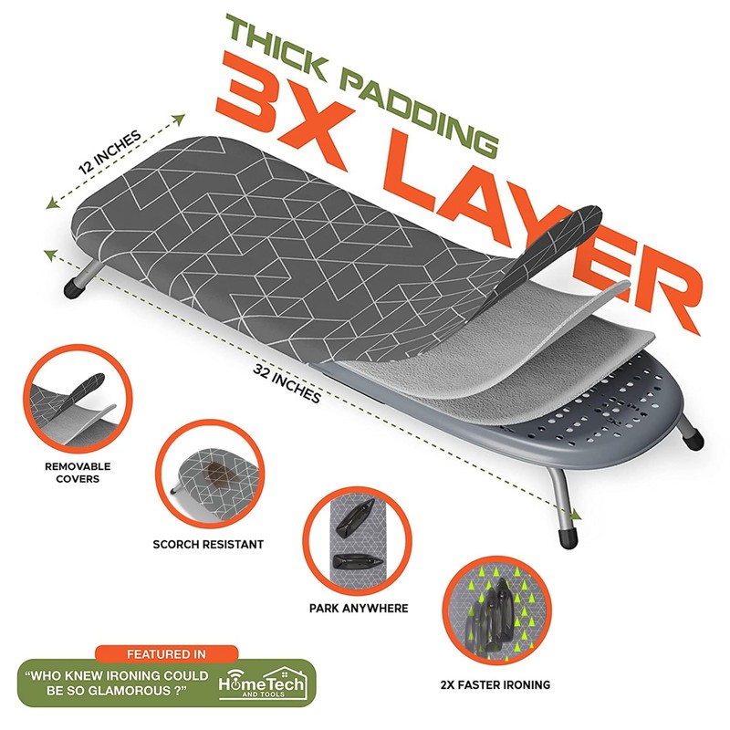 XABITAT Table Top Ironing Board with Wall Mount, D-Crease, Portable