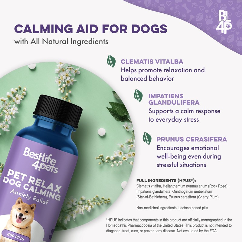 Pet Relax Dog Calming Anxiety Relief, Long-Lasting Dog Relaxants for