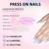 24 Uñas Postizas Medianas Almendradas Con Pegamento. Set De Uñas