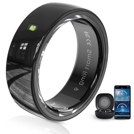 Ceramic Touch Smart Ring for Men Women - Fitness Tracker with Heart Rate, Blood Oxygen, Pedometer，5ATM Waterproof, Remote Music&Photography Control, No Subscription Fee for iOS and Android