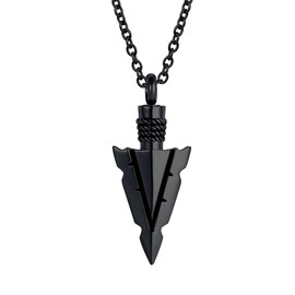 LuxglitterLin Black Spearpoint Arrowhead Urn Neckalce for Ashes Tribal Ash Holder Cremation Keepsakes Memorial Pendant Jewelry