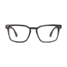 Peepers by PeeperSpecs Men's Jude Square Reading Glasses, Charcoal Horn, 1.00 + 1
