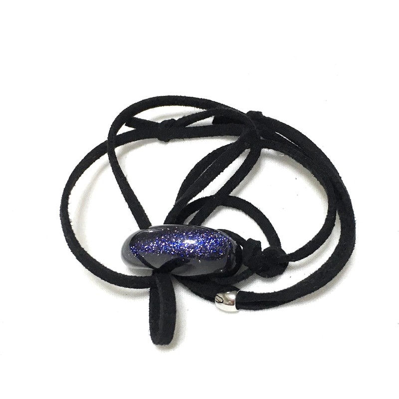 [NeoVenus] Natural Stone Magatama Necklace Blue Gold Stone (1 Piece),