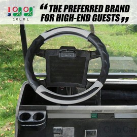 World 9.99 Mall Golf Cart Steering Wheel Cover for Club car, Pu Leather Microfiber Anti Slip Steering Wheel Cover(Black Grey)