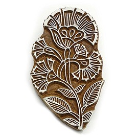 Indian Hand Carved Flower Design Wooden Printing Block Textile Stamp