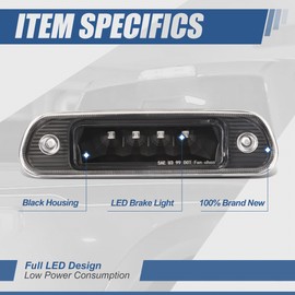 Auto Dynasty Black Housing LED 3rd Third High Mount Rear Brake Light Stop Lamp Compatible with Jeep Grand Cherokee WJ 99-04