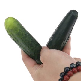Meiwlong 2 PCS Artificial Soft PU Cucumber Decoration Home Party Fake Green Realistic Vegetable Faux Model Props Garnish Festival Kitchen