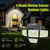 daphino 3000LM Solar Lights Outdoor with Motion Sensor,4 Head 270°