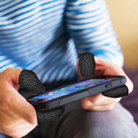 Milisten Gaming Finger Gloves, Two Finger Touchscreen Gloves for Sweaty Hands Graphene Game Gloves for Mobile Gaming