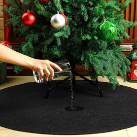 Tinideya 35 Inch Christmas Tree Mat Waterproof Floor Protector Mat Heavy Duty Christmas Tree Stand Pad Rubber Under Christmas Tree Mat from Spills Scratches, Xmas Home Decor Indoor or Outdoor (Black)