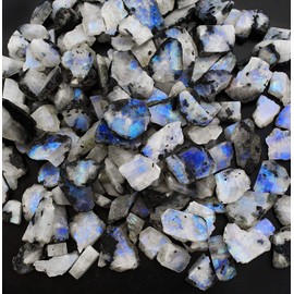 Gempires Raw Rainbow Moonstone Loose Gem stones For Jewellery Making, 15 to 30 mm Loose Gemstones, Moonstone Crystals, Bulk Gemstones (100 Carat)