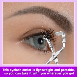 2pcs Mini Eyelash Curler Metal, Silicone pad Eyelash Curler Non-Closed Edge Lashes Curler Mini-Handled Eyelash Tools No Pinching or Pulling Lash Curler Segmented Curler Makeup Tool Fits Most Shapes