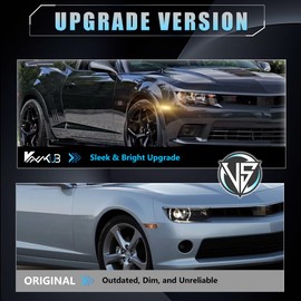 VANKUB 4 PCS LED Side Marker Lights Smoked Lens for Chevy Camaro 2010 2011 2012 2013 2014 2015, 5th Gen Camaro Front Rear Bumper Fender Marker Lamps, Amber & Red LED Side Marker Reflectors Lights