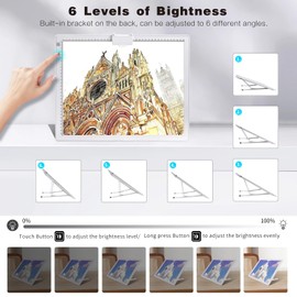Rechargeable A3 Light Box with Built-in Foldable Stand, iVAOOZE Wireless Light Pad for Cricut Vinyl, Weeding Tools, Diamond Painting, Drawing Crafting Light Board for Tracing, Sketching (White)