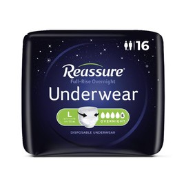 Reassure Full-Rise Overnight Underwear, Large (44" -58" Waist), 128 per case