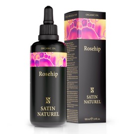 Organic Rosehip Oil 100ml - Multi-use Anti Aging Essential Oil with Vitamin C A E - Face Oil Hair Growth Oil Body Oil Nails and Cuticles Oil - For a Healthy Skin Care Routine - Vegan - Satin Naturel