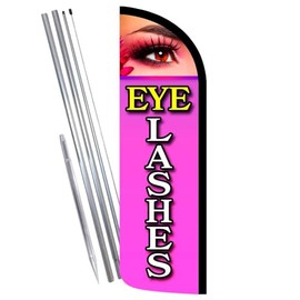 Vista Products Eyelashes Premium Windless Feather Banner Flag Kit (Flag, Pole, & Ground Mt)