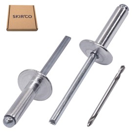 SKIR'CO Pack of 30 Large Flange Aluminium Blind Rivets 4.8 x 24 mm Steel Mandrel Drill Included