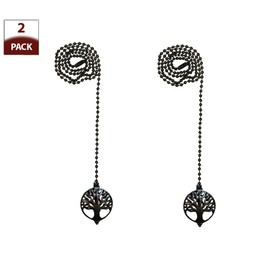 Royal Designs, Inc. FP-1027-ORB-2 Adjustable Ceiling Fan Pull Chain Extension with Jubilant Oak Ornament, 24 inch, Oil Rubbed Bronze, 2-Pack
