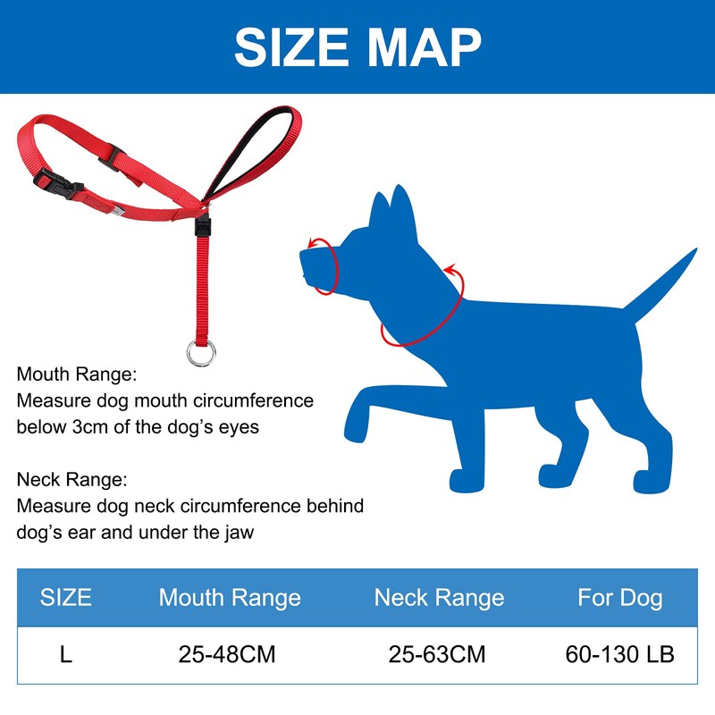 Head Halter for Dogs, Adjustable Dog Headcollar with 120 cm