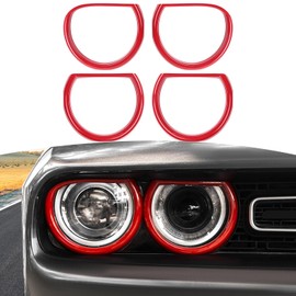 JOSHELA for Challenger Headlight Cover Trim Fit for Dodge Challenger 2015 up Red Exterior Accessories 4pcs