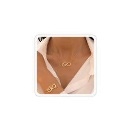 ANGLEQUEEN Gold Infinity Necklaces Bracelets Set Heart Necklace for Women Trendy Dainty Necklace for Mom Mother's Day Valentine Necklaces Bracelet (A-Gold)