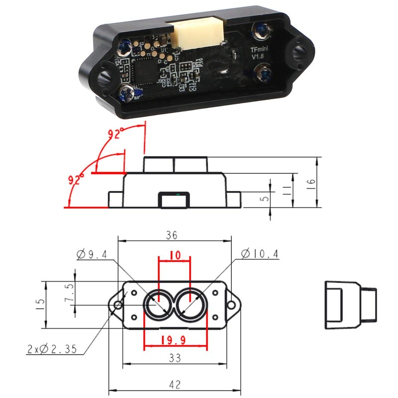MakerFocus TFmini-s Micro LiDAR Module 0.1-12M LiDAR Range Finder Sensor