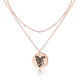 JoycuFF Birth Month Flower Necklace for Women 18K Plated Rose Gold Dainty Layered Disk Disc Lily Of The Valley Coin Pendant Minimalist Floral May Birth Flower Necklace