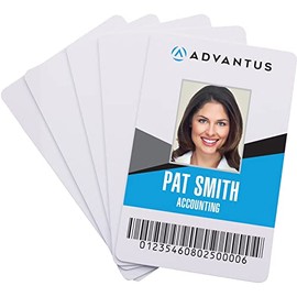 Advantus Customizable DIY Plastic ID Cards, 100/PK, White (97034)