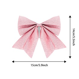 KKSTY 12Pcs Glitter Bows for Christmas Tree Decoration, 5.9Inch Christmas Decorative Bows, Xmas Tree Bows Bowknot Ornaments for Wreaths,Garland,Xmas Tree Décor (Pink)