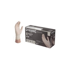 GLOVEWORKS Industrial Yvory Latex Gloves, Box of 100, 4 Mil, Size Xs, (X- Small,) Powder Free, Textured, Disposable, TLF40100 -Box