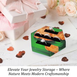 Hexagonal Resin-Wood Jewelry Organizers and Storage | Wedding Ring Box | Jewelry Storage Tray Holds 3-5 Rings | Ring Display Holder Handcrafted Design for Gift, Birthday Mother's Day for Women