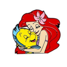 Ariel Mermaid With Flounder 1.2 Inches Tall Metal Enamel Pin