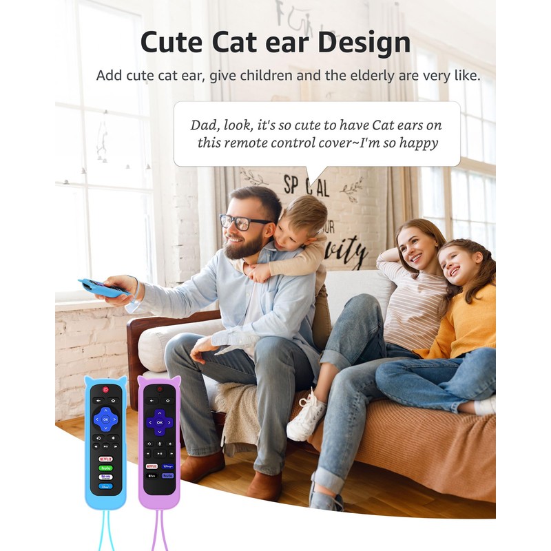 2Pack ONEBOM Cover for Roku Remote with Cat Ears Design,