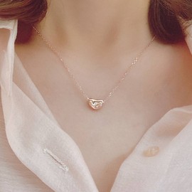 14k necklace daily layered heart empty silver pendant silver (sillver) 41cm / 14k 목걸이 데일리 레이어드 하트 빈 은 펜던트 실버(sillver)  41cm