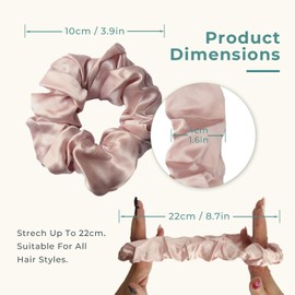 LumeSilk Pure Silk Scrunchies,100% Mulberry Silk Hair Elastic for Women,Anti-Crease,Gentle on Hair,2 Pack,Black&Pink