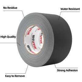 WELSTIK Gaffer Tape Black 3" X 60 Yards Heavy Duty Gaffer Tape for Cables,Photography,Theater Stage Setup,Interior Design,Residue Free,Non Reflective,Easy to Tear