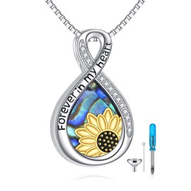 SHEAISRS Sunflower Urn Necklace for Ashes for Women Sterling Silver Sunflower Memorial Ash Keepsake Cremation Jewelry Gifts for Women