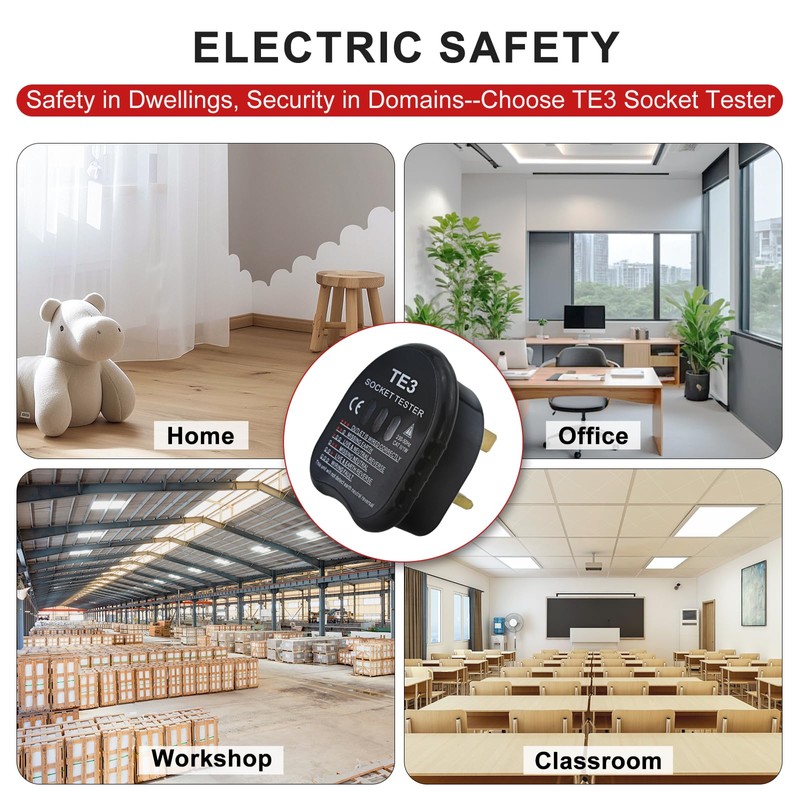 Socket Tester UK, Electrical Tester, 250V Plug Outlet Meter with