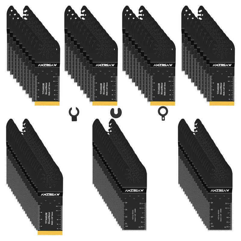 AMZBSAW 100 PCS Blades, Titanium and High Carbon Steel Saw