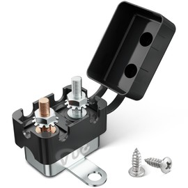 RED WOLF (30A 1PCS) DC 6V-50V Automatic Reset Circuit Breaker #10-32 Stud Bolt Type Circuit Breaker with Metal Fuse Housing Pre-Trimmed Cover Reusable for Boat Marine Trolling Motor RV Battery System