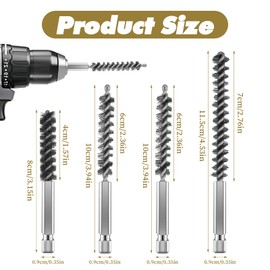 Xindojuz 4 PCS Golf Clubs Head Hosel Brush, Stainless Steel Golf Shaft Ferrules Brush, Wire Bore Brushes for Drill, Hex Shank Handle Electric Cleaning Tool for Wood and Iron (8/10/11.5 cm)