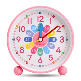 Kioiner Children's Alarm Clock, Silent Non Ticking Analog Quartz Alarm Clock with Snooze and Light, Small Bedside Alarm Clock, Learn The Time Alarm Clock, Wake Up Clock for Boys Girls (Pink)