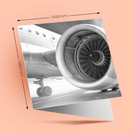 1 x Greeting Card BW - Jumbo Jet Engine Plane Pilot Airplane - Blank Birthday Celebration Anniversary #37075