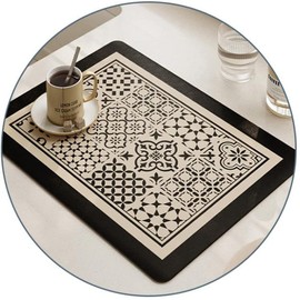 Cciphy - Tapete para cafetera, absorbente de diatomita para mostrador de cocina, 12 x 16 pulgadas, negro/blanco