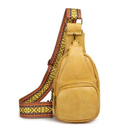 FANDARE Sling Bag for Women PU Leather Chest Crossbody Pack Sling Chest Belt Bag with Adjustable Wide Strap Multipurpose Fanny Packs for Outdoors Workout Traveling Hiking Shoulder Bag Yellow