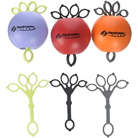 Handmaster Plus Ejercitador de mano de terapia física (los colores pueden variar), juego de 9 piezas